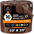 Xpose Safety 20 ft x 20 ft Heavy Duty 16 Mil Tarp, Brown, Polyethylene BHD-2020-A